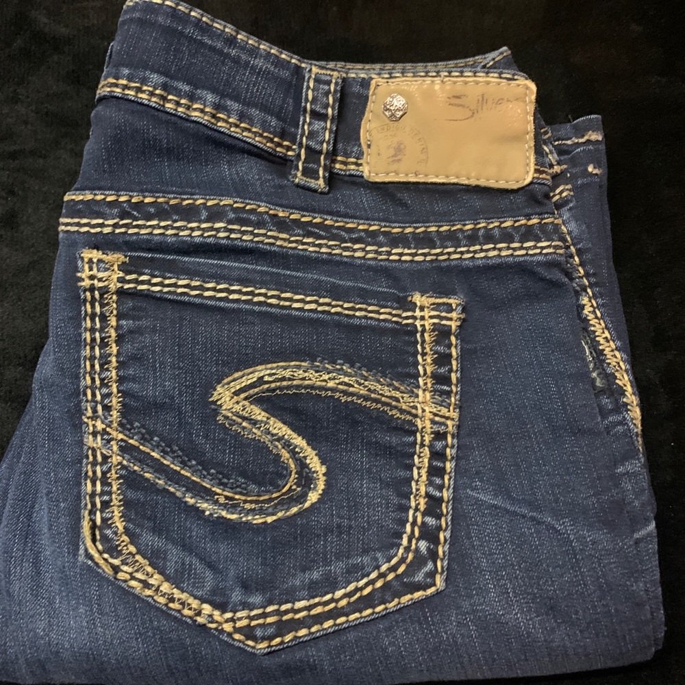 👖Women’s/juniors size 31/33 Silver boot cut jeans👖 NICE!!
